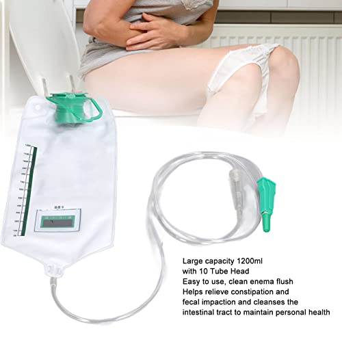 Conjunto de Bolsas de Enema, Bolsa de Limpeza de Cólon de 1200 Ml Com 10 Cabeças de Tubo para Uso Do