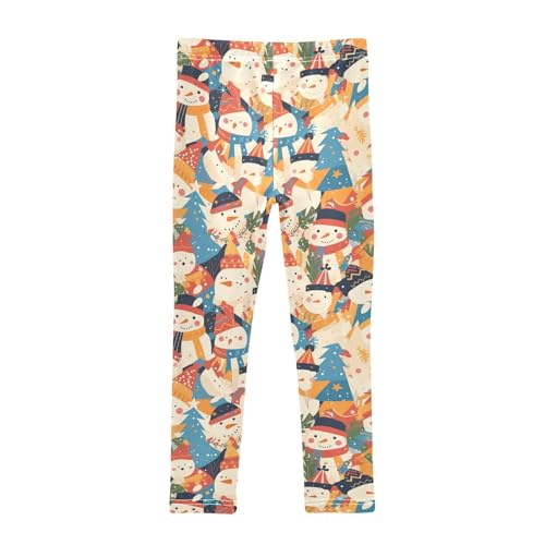 KLL Black White Christmas Snowman Toddler Girls Cotton Pants Stretch Full Length Yoga Pants Sports2