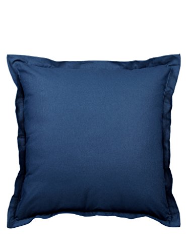 Image of Swayam Set of 2 Solid Cotton Blue Cushion Cover | 24 x 24 Inch | Soft Breathable Fabric with Hidden Zipper | Decorative & Stylish Cushion Covers for Sofa, Living Room, Bedroom & Couch