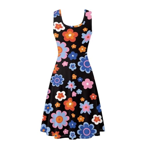 Image of Women's Casual Loose Sundress Midi Sleeveless Crewneck Dress Summer Beach Tank Dress with Pockets