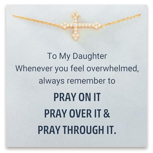 STORYJEWELLERY Daughter Bracelet, Daughter Gifts, Sterling Silver Cross Bracelet, Birthday Gifts for Daughters, Cross Jewelry