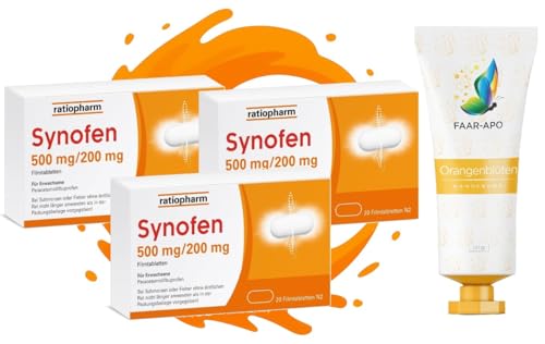 Synofen SchmerzTableten-Set 3X20 Tab. inkl. einer hochwertigen Handcreme Marke Faar-Apo schnell stark und gut verträglich gegen Schmerzen mit der Wirkstoffkombination aus Paracetamol und Ibuprofen