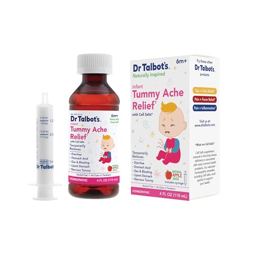 Image of Dr. Talbot's Infant Tummy Ache Relief with Cell Salts - 4 fl oz - Naturally Inspired Kids Stomach Relief - Natural Apple Flavor - Includes Syringe