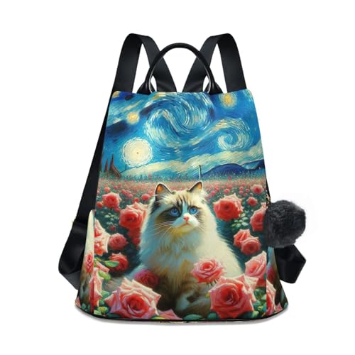 Mochila antirrobo de mujer evita hurtos en viajes con diseño gatito