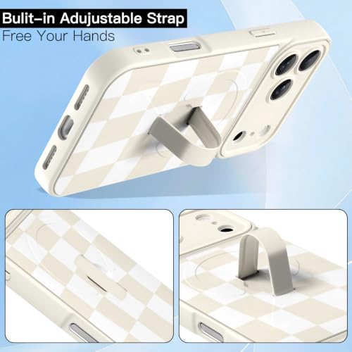 Image of ZIYE for iPhone 17 Pro Case Checkered Compatible with Magsafe White & Beige