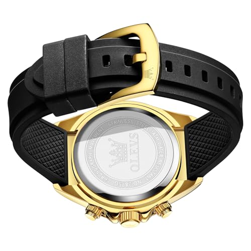Image of OLEVS Watches for Men Business Diamond Moon Phase Male Watch Chronograph Fashion Dress Waterproof Date Analog Quartz Waterproof SiliconeMen Wrist Watch