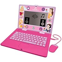LEXIBOOK, Princessas Disney, Portátil Bilingüe y Educativo