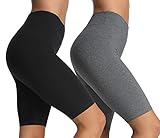 iLoveSIA 2PACK Women's Tight Yoga Workout Short Legging US Size L Black+Grey