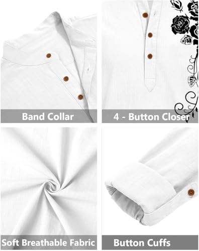Image of Zombom Men's Cotton Polyester Blend Mandarin Collar Self One Design Printed Full Sleeve Casual Short Kurta