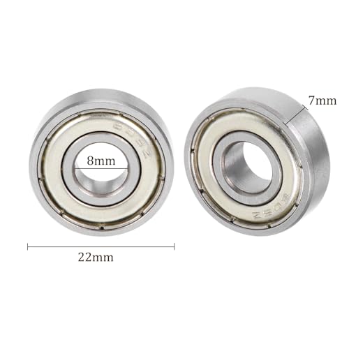 Kozelo Łożyska kulkowe z głębokim gardłem - [8 mm x 22 mm x 7 mm] Kulki ze stali chromowanej do silników, obrabiarek, skrzynek biegów, podwójnie ekranowane Abec1