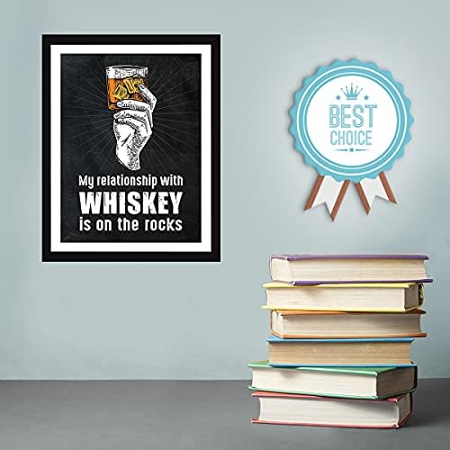 Chaka Chaundh - Alcohol Quotes Frame for Bar Decor - Whiskey Rocks Poster (13.5 X 10.5 Inches, Black)