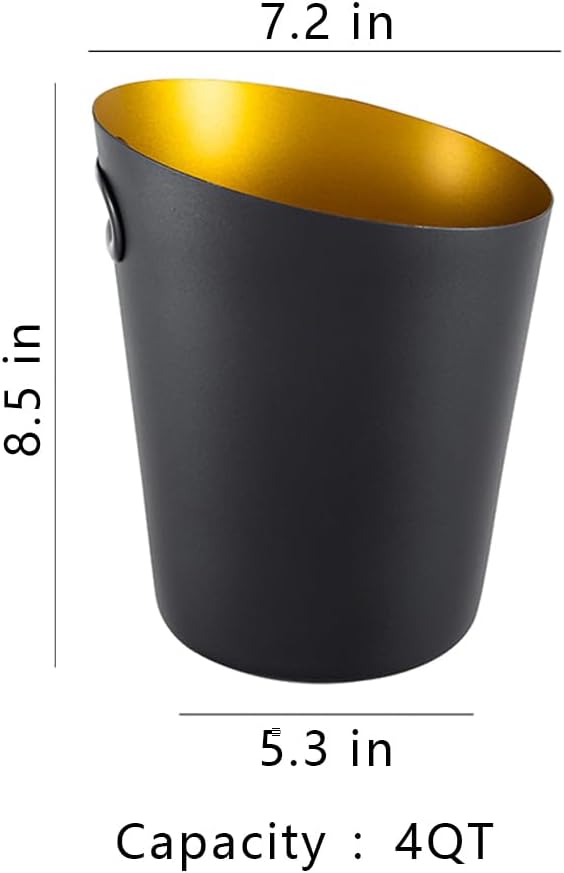Stainless Steel Champagne Bucket - Stainless-Steel Beverage Tub - Diagonal Ice Bucket with Handle for Cocktail Bar, Wine, Home Bar Accessories, Parties - 4 Quarts Dark Gold