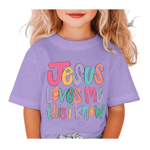 Image of BINTEHGS Jesus Shirts for Kids Christian Graphic Tees for Girls Religious God Tshirts Inspirational Bible Verse Cute T-Shirts