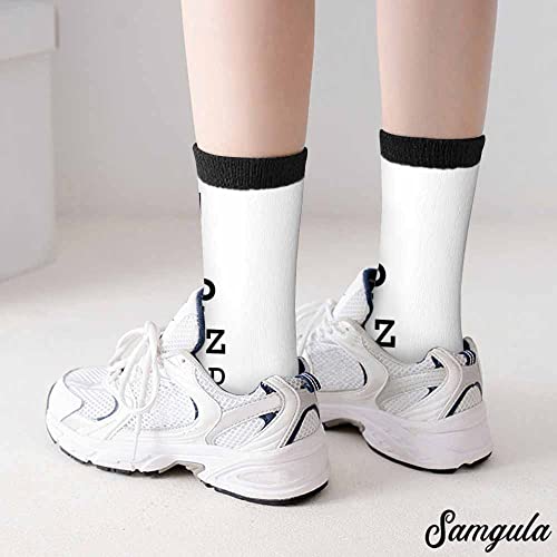 Image of Red Striped Crew Socks for Woman Size 6-8 Christmas Tree Moose Snowflake Dots Lines Girls Socks