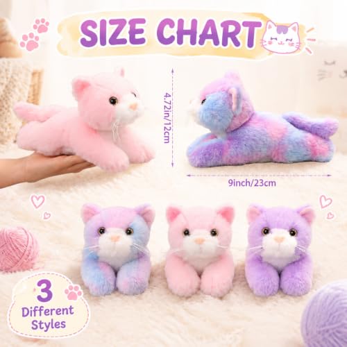 Image of 3 Pcs 9 Inch Cat Stuffed Animal Plush Toy Gift, Dreamy Style