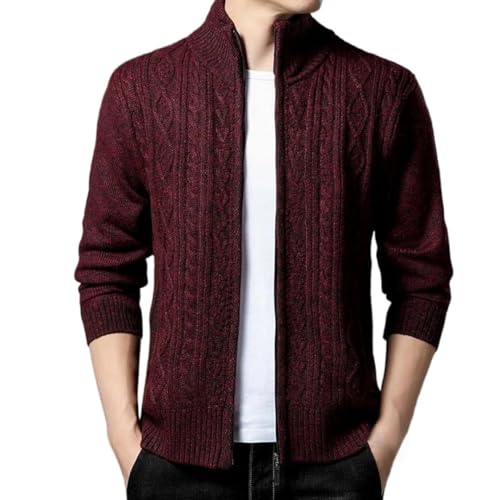 Cardigan tricoté homme fermeture éclair veste décontractée hiver col montant
