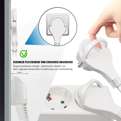 Steckdosenleiste mit Flachstecker, 3-fach, mit Save Energy-Schalter