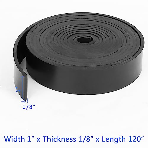 Image of WochiTV Solid Rubber Strips Rolls, 1 inch Wide x 1 /8 inch Thick x 120 inch Long Neoprene Rubber Sheets Perfect for DIY Gasket Material, Sealing, Liner, Shield, Padding, Mat