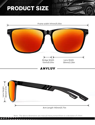Image of ANYLUV Polarized Sunglasses for Men Rectangular Classic Al-Mg Metal Frame Sun Glasses Mens Sunglasses with UV Protection
