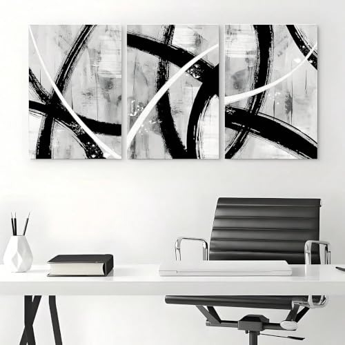 Affiche murale salon triptyque géométrique moderne décoration intérieure grise