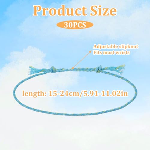 30Pcs Friendship Bracelets, Handmade Braided Bracelet for Women Men Woven Wrap Friendship Bracelets Adjustable Colorful String Bracelet Perfect for Matching Accessory for Adults2