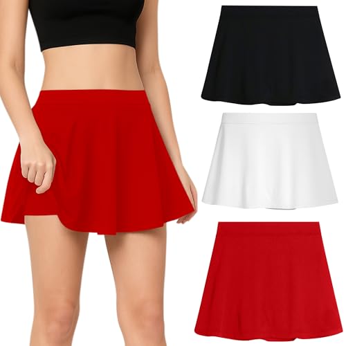 Beat Street Girls Active Skirt - 3 Pack Athletic Skort with Built-in Lining Shorts for Tennis, Golf, Running - Made in USA