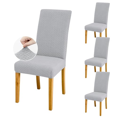 SUKAIKEQA élastique, Housse de Chaise Haute, Housse de Chaise de Bureau (Lot de 4/6/8 pièces avec Dossier) pour Le Salon, la Cuisine, la fête et l'hôtel. (4, Gris...
