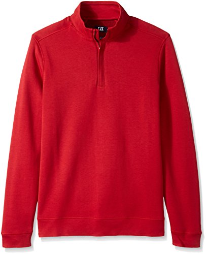 Cutter & Buck Men's Big Long Sleeve Pima Decatur Half-Zip, Cardinal Red, 3X/Tall