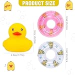 Patito a Flote Amarillo Juguetes de Baño, 14PCS Adornos de Pato de Goma para Coche con Anillo de Natación, Aombrero, Collar, Gafas, Juguetes de Regalo Pato Amarillo para Baby Shower