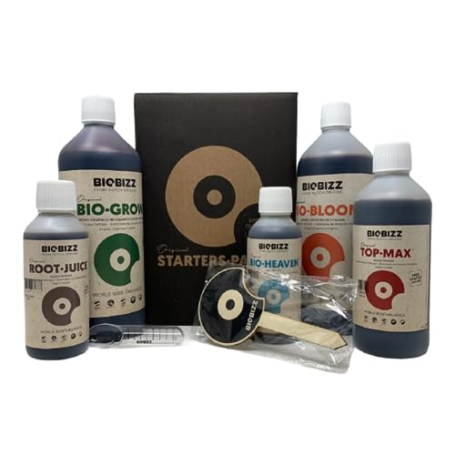 GROWMANIA Fertilizante Starters Pack de BioBizz | Abono de Bio Bizz con Bio Gro, Bio Bloom, Top Max, Bio Heaven y Root Juice