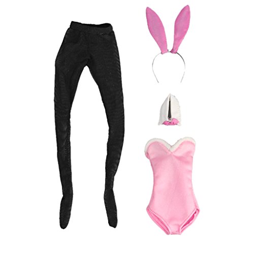 MagiDeal 1/6 Pink Female Bunny Hairpin Girl Lingerie Outfit for Kumik Phicen Hot Toys
