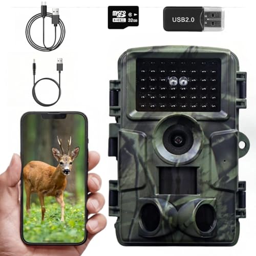 LMHOME Wildkamera mit Bewegungsmelder Nachtsicht - 4K 60MP Wildtierkamera WLAN mit 32GB SD Karte Handyübertragung App,0,2s Jagdkamera,950nm No Glow Infrarot Nachtsichtkamera Outdoor,IP66 Wasserdicht LMHOME Wildkamera mit Bewegungsmelder Nachtsicht - 4K 60MP Wildtierkamera WLAN mit 32GB SD Karte Handyübertragung App,0,2s Jagdkamera,950nm No Glow Infrarot Nachtsichtkamera Outdoor,IP66 Wasserdicht
