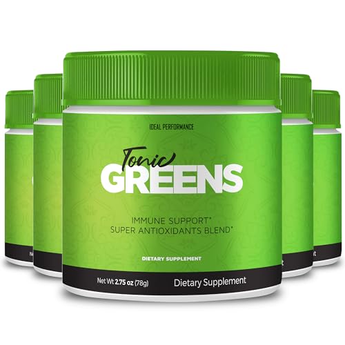 Tonic Greens Powder Vitamin Supplement Advanced Formula - Natural Green Blend Energy Supplement - Maximum Strength TonicGreens BCAA Tonic Greens All Natural Formula Powder Support Reviews (5 Pack)
