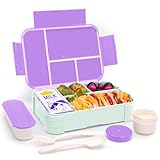 IJIAMY Lunchbox Kinder, Auslaufsicher Brotdose Kinder mit Fächern, Bento Box, Brotbox für Mädchen & Jungen, Snackbox, Perfekt für Schule, Kindergarten & Ausflüge (Macaron Lila)