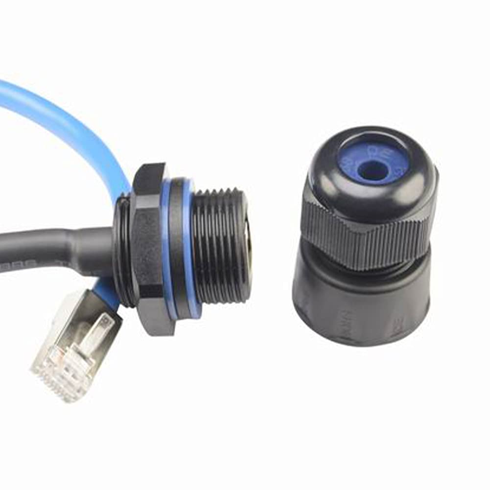 2 conectores impermeables RJ45 para montaje en panel M25 Cat5/5e/6, acoplador de cable LAN Ethernet con escudo Cat6, cable de red LAN al aire libre, adaptador macho a hembra