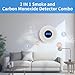 Smoke Detector Carbon Monoxide Detector Combo with Digital Display and Sound Light Alarm, 2-in-1 Smoke & CO Alarm with Battery Operated for Home, Travel or RV