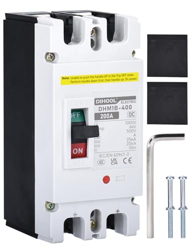 DIHOOL 200 Amp DC Breaker 500V Battery Disconnect Switch for Main Power Solar UPS Power Station