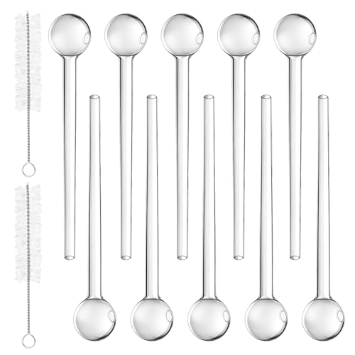 10 Stück Glaspfeife Glas Pipe Crackpfeife Ölbrennpfeife 10cm Borosilikatglas mit 2 Reinigungsbürsten ideal für Glas Bong Pfeife und Crystal Ölpfeifen