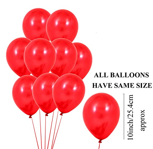 Image of AMFIN (Pack of 25) 10 inch Metallic Balloons Red for Birthday Decoration, Decoration for Weddings, Engagement, Anniversary - Red
