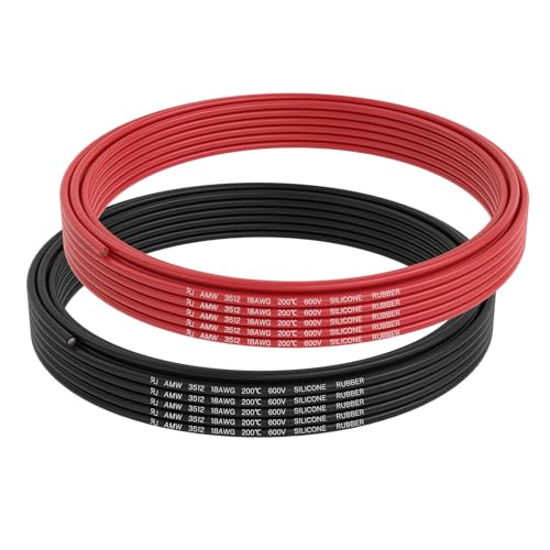 FIRMERST 0.75sq 18 AWG フレキシブル耐熱シリコンゴム電線 15.24メートル(50ft) 赤・黒 各7.62メートル(25ft)