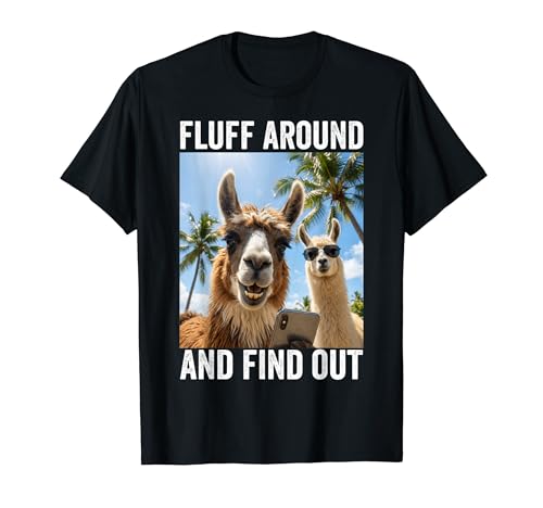 Fluff Around And Find Out Funny Llama Selfie Beach Meme T�V���c
