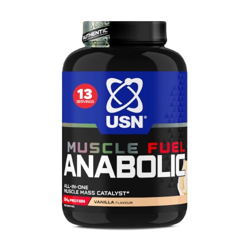 Image of USN Muscle Fuel Anabolic All-In-One Muscle Mass Gainer, Vanilla Flavour - 2kg, Anabolic Creatine Amino BCAA Powder, 54g Protein Powder, 5g Creatine Powder, Muscle Growth Post Workout Energy Drink Mix