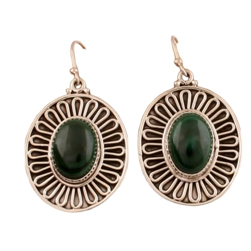 Boucles d'oreilles malachite naturelle et argent 925 style minimaliste