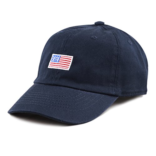 The Hat Depot Kids American Flag Washed Low Profile Cotton And Denim Plain Baseball Cap Hat (2-5Yrs, Navy) #TOP1