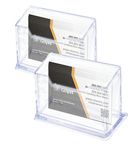 Image of DAHSHA 1 - Tier Premium Acrylic Transparent Crystal-Clear Visiting Business Card Holder /Display Stand Desk Organizer For Office Table - 2 Pack