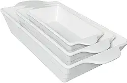 Jogo de Travessa de Melamina Branca Bellagio - Retangular com Alça em Tamanhos Resistente e leve uso Profissional e Doméstico