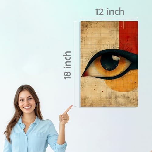 Image of SiddArtify Abstract Eye Wall Art Poster Print Set - Modern Face Art Decor for Living Room Bedroom Office - 12x18 inch Sticker Pack of 6