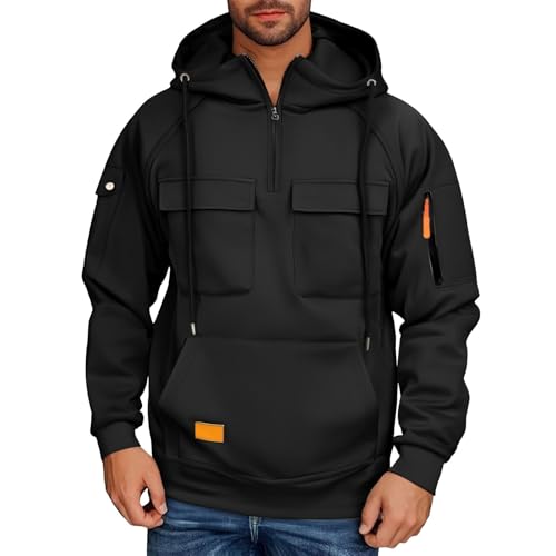 Tactical Hoodies for Men Quarter Zip Oversized Big and Tall Pullover Fashion Sweatshirt Fall Winter Tops 2025 Clothes2