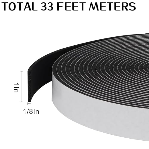 Storystore Foam Insulation Tape Self Adhesive, 1In x 1/8In x 33Ft Weather Stripping for Doors and Windows, Sound Proof Soundproofing Door Seal, Weatherstrip, Air Conditioning Seal Strip