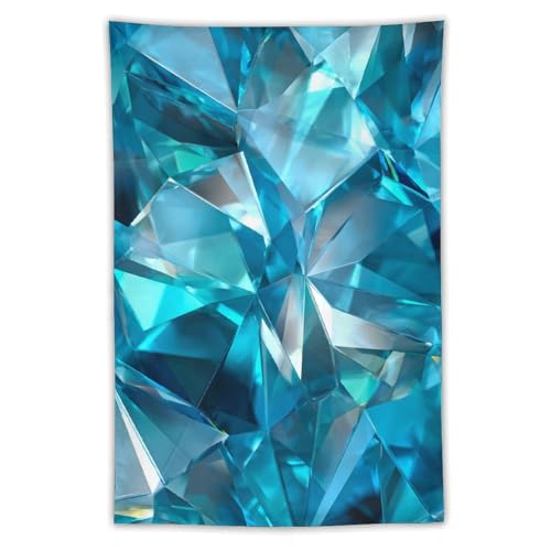 Tapisserie Jubonexis en polyester bleu et cyan décor géométrique en cristal 101x152 cm